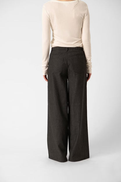 SOAKED IN LUXURY | Pantalon à jambe large ''Kesja'' - Rayures denim noir