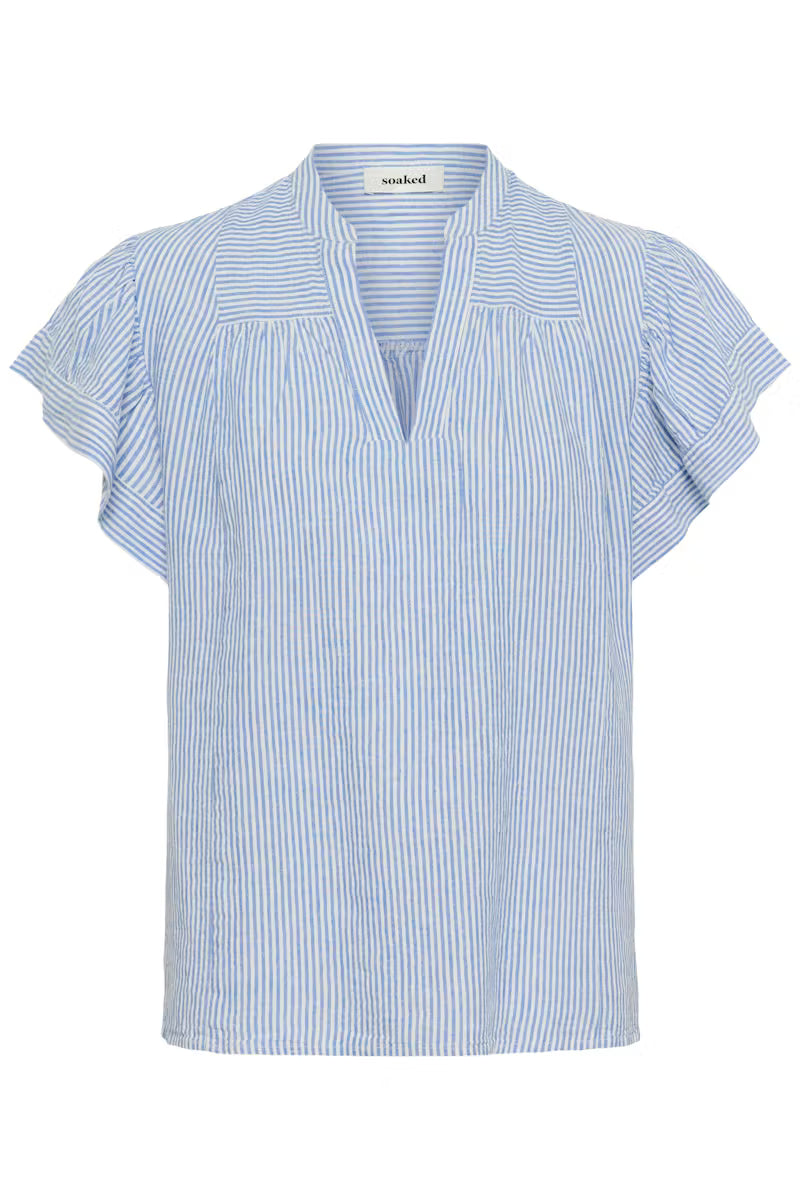 SOAKED IN LUXURY | Blouse 'Aria'| Bleu/ blanche