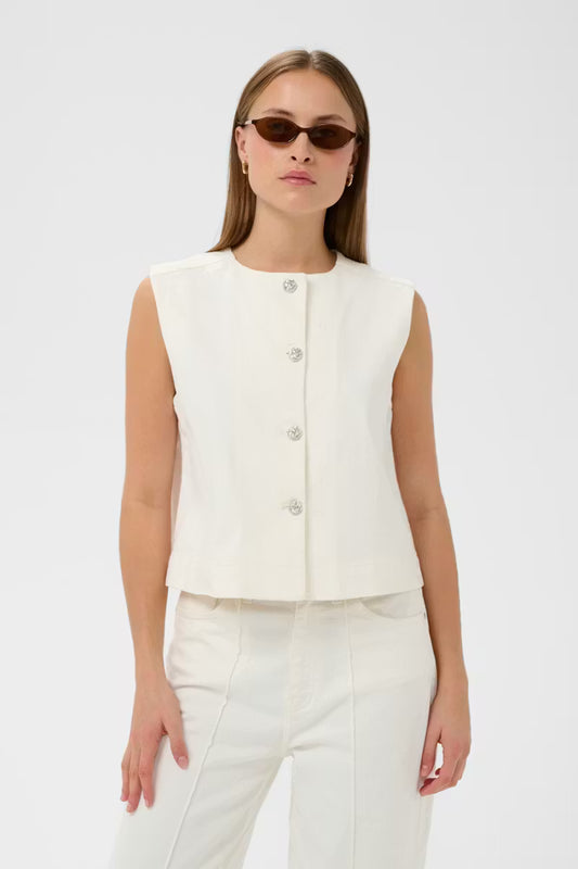 SOAKED IN LUXURY | Gilet 'Rina Waist'| Blanc