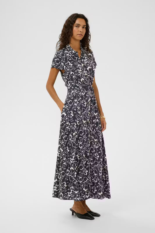 SOAKED IN LUXURY | Robe 'Arjana'| Bleu marine et blanc