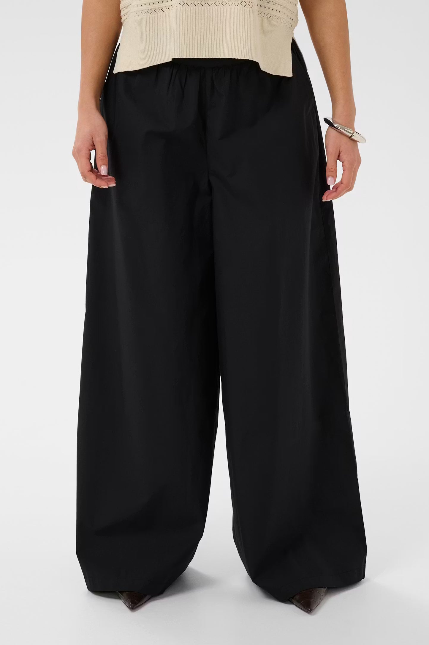 CULTURE | Pantalon taille haute et coupe large ''Jila'' - Noir