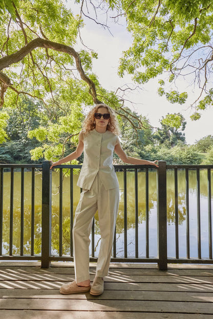 SOAKED IN LUXURY | Pantalon "LINNENA" - Beige