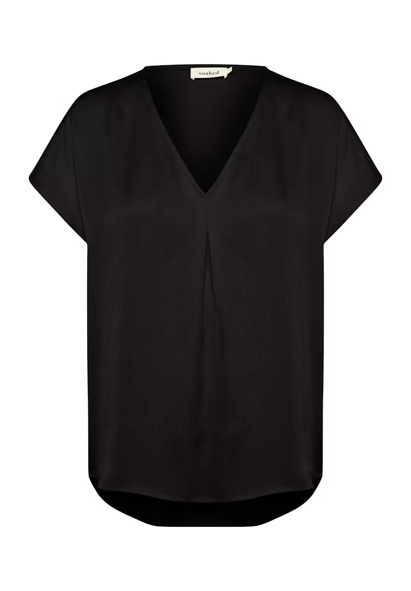 SOAKED IN LUXURY | Chemise manche courte "Ioana Marija" - Noire