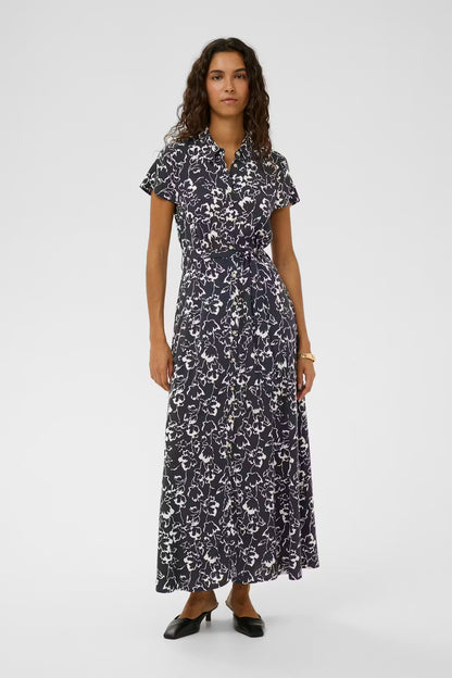 SOAKED IN LUXURY | Robe 'Arjana'| Bleu marine et blanc
