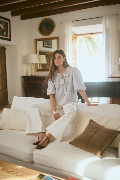CULTURE |Blouse 'Elia' |  Bleu/ tan