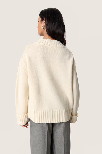 SOAKED IN LUXURY | Pull col en V "Moline " - Blanc