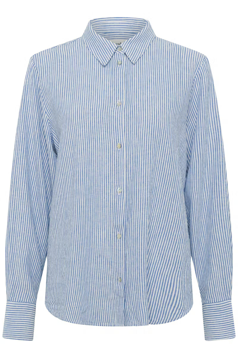SOAKED IN LUXURY | Chemise 'Aria' | Bleu et blanche