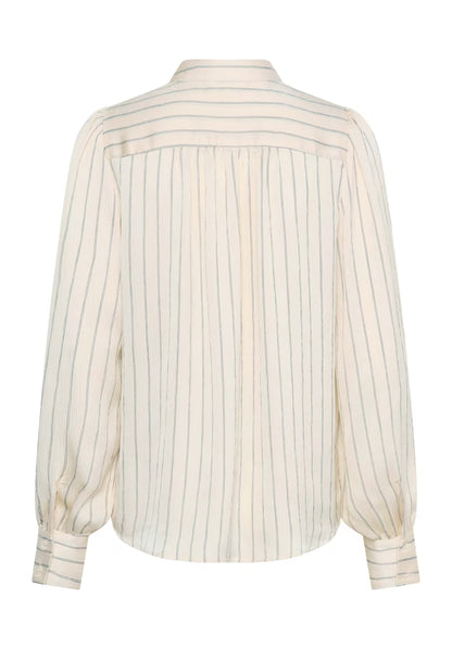 SOAKED IN LUXURY | Chemise manche courte "Loanna Paris rayée" - Crème à rayures noires