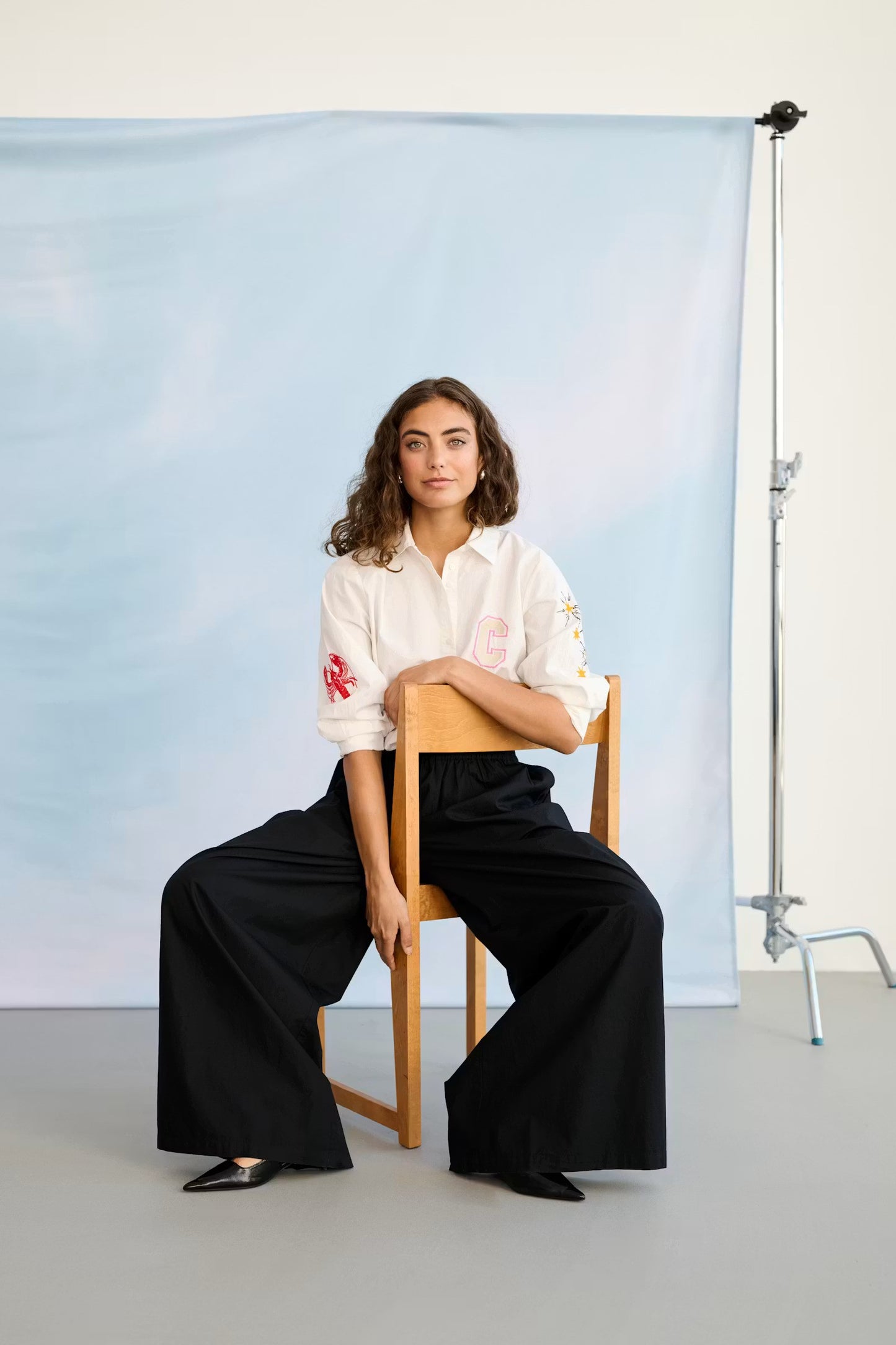 CULTURE | Pantalon taille haute et coupe large ''Jila'' - Noir