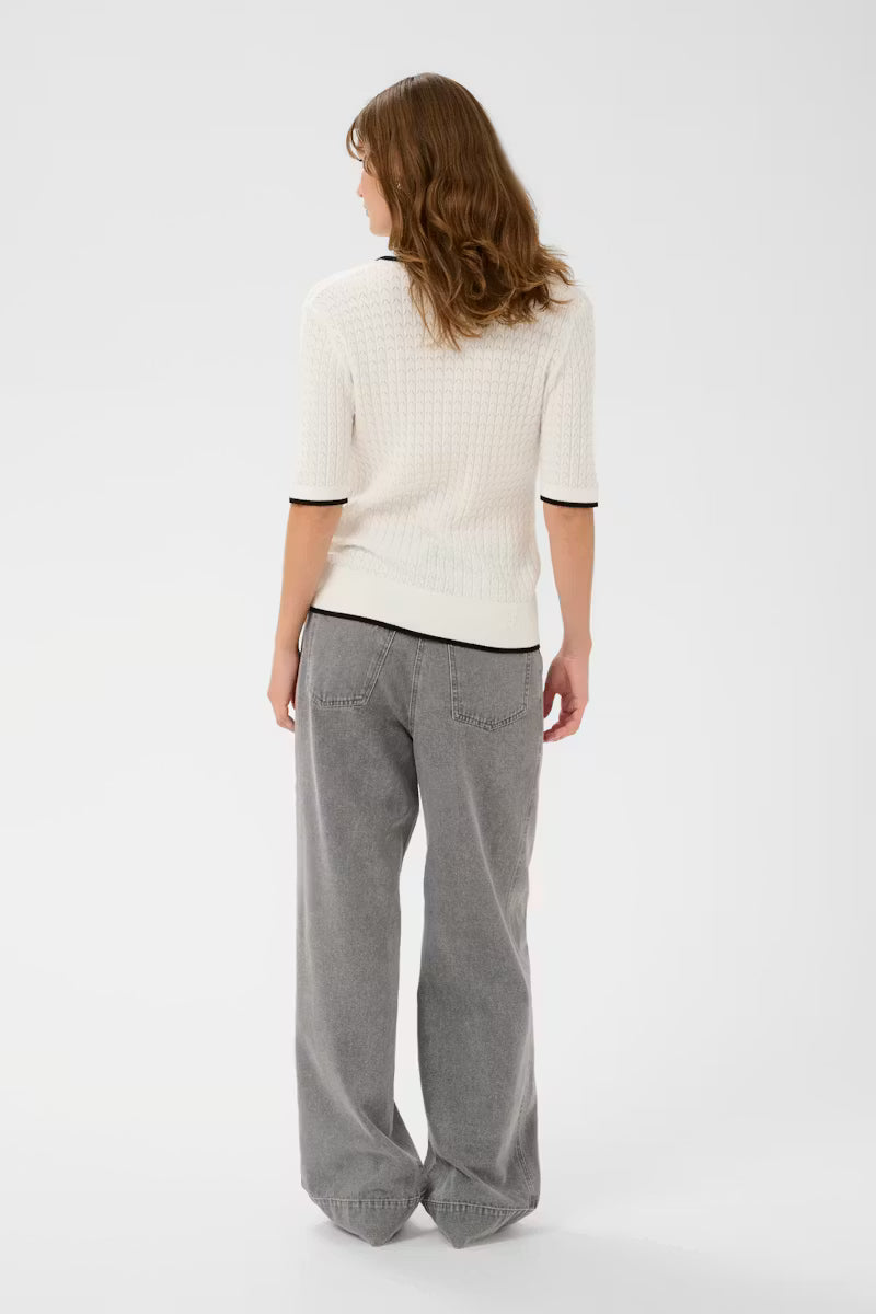 SOAKED IN LUXURY | Polo Cardigan 'Spina'| Blanc cassé