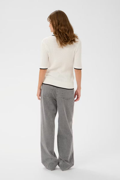 SOAKED IN LUXURY | Polo Cardigan 'Spina'| Blanc cassé