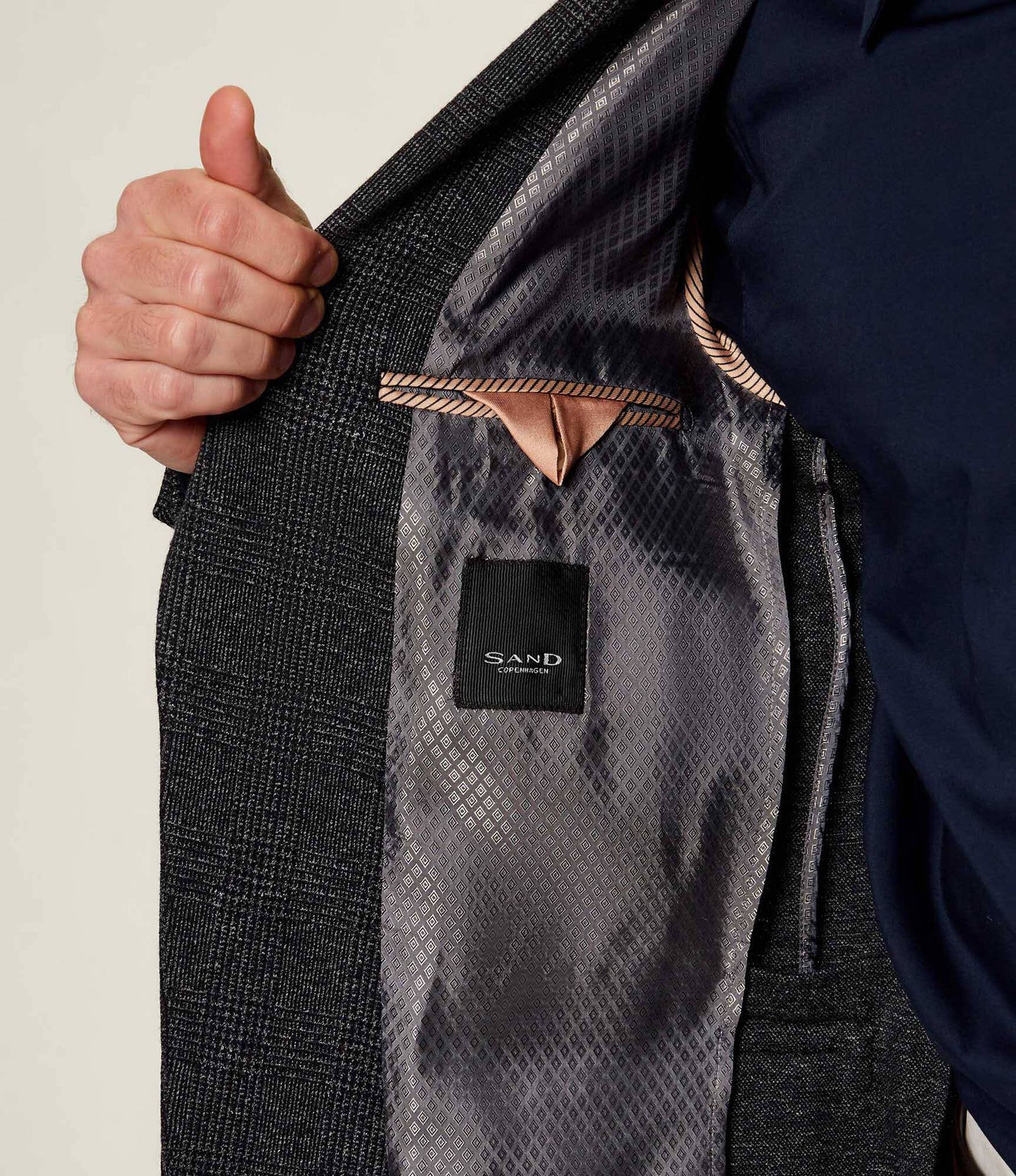 SAND Copenhagen | Blazer en jersey à carreaux Glen « Star Easy 6969 » - Bleu/gris 180