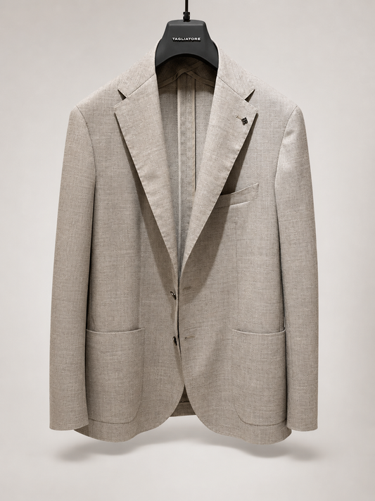 Tagliatore| Blazer en laine vierge à simple boutonnage - Grège