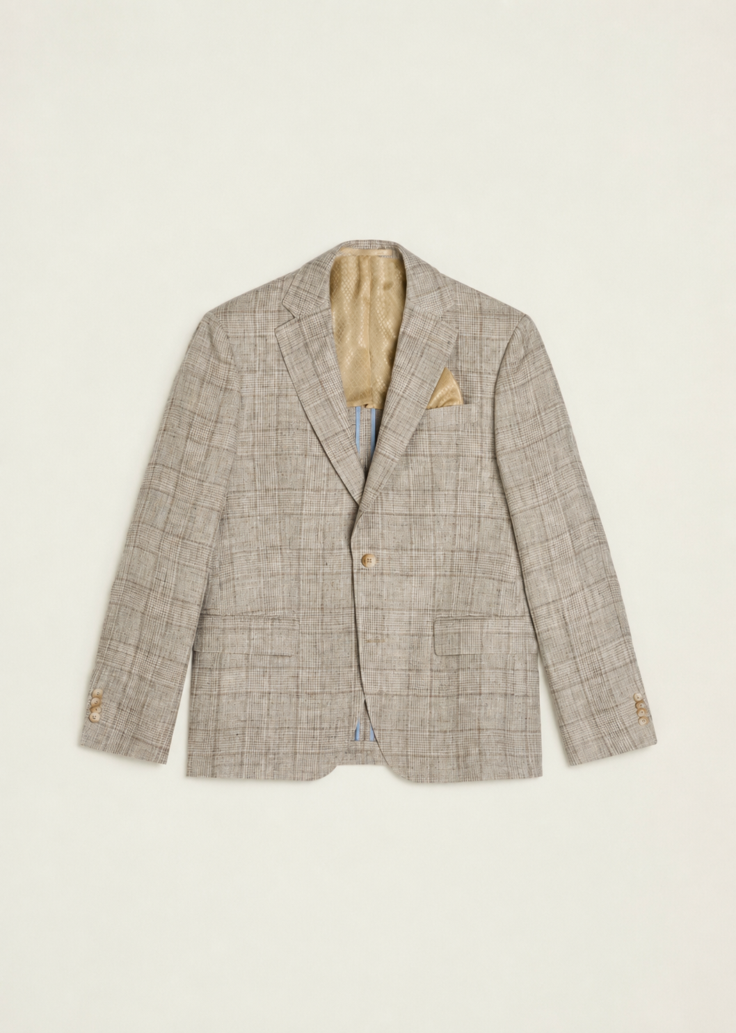 SAND Copenhagen | Veston en lin « Star Napoli » à motif à carreaux - Taupe