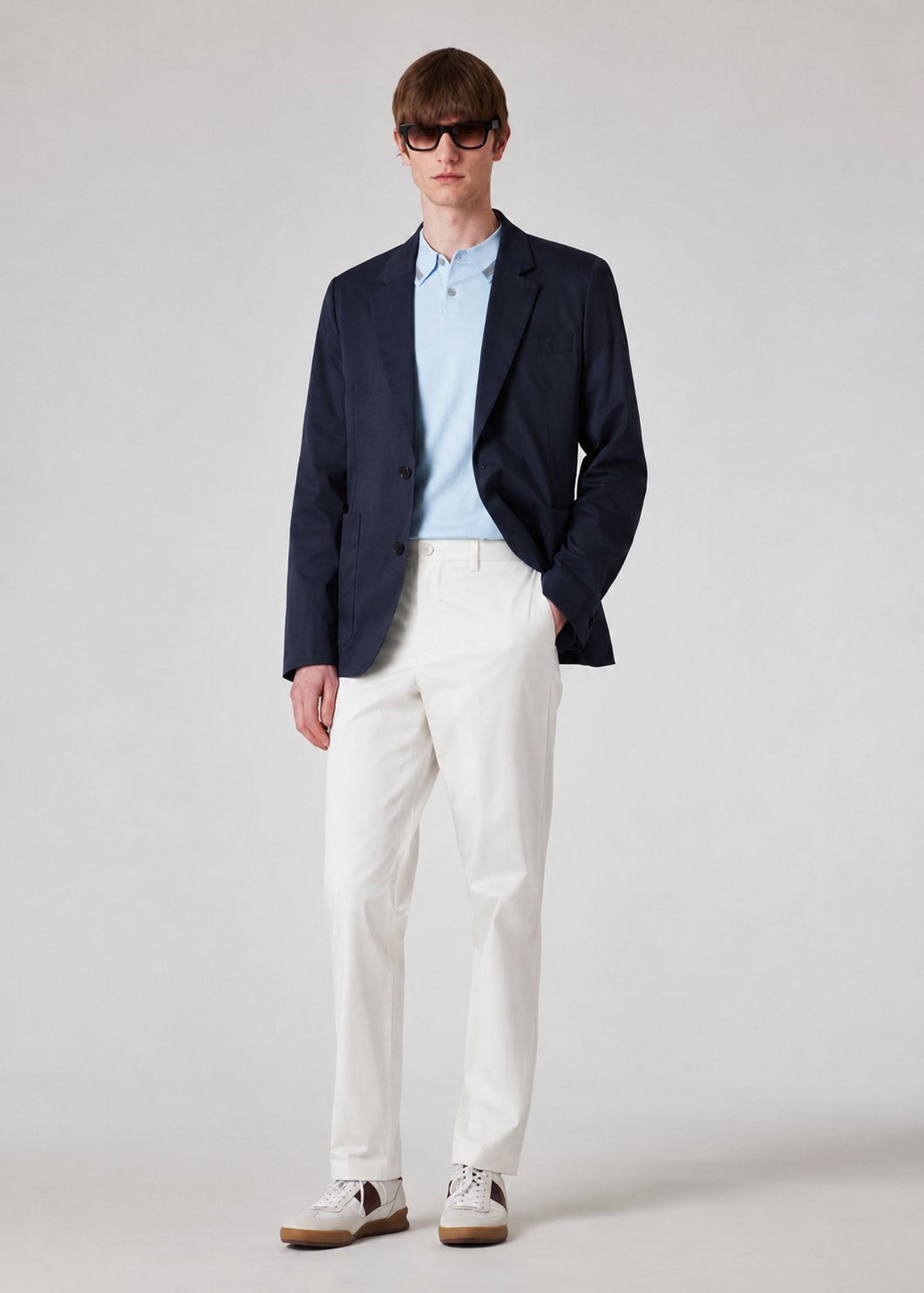 Paul Smith | Veston en satin de coton stretch - Bleu Marin