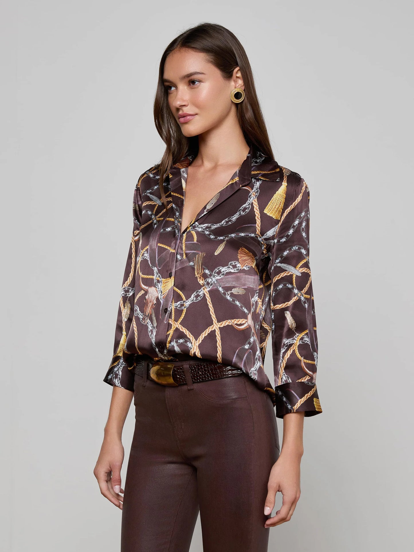 L'Agence | Blouse "Dani" - Marron