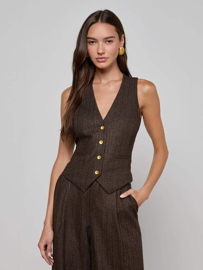 L'Agence | Gilet  "DRINA"-Marron multicolore