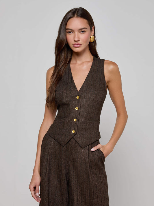 L'Agence | Gilet  "DRINA"-Marron multicolore