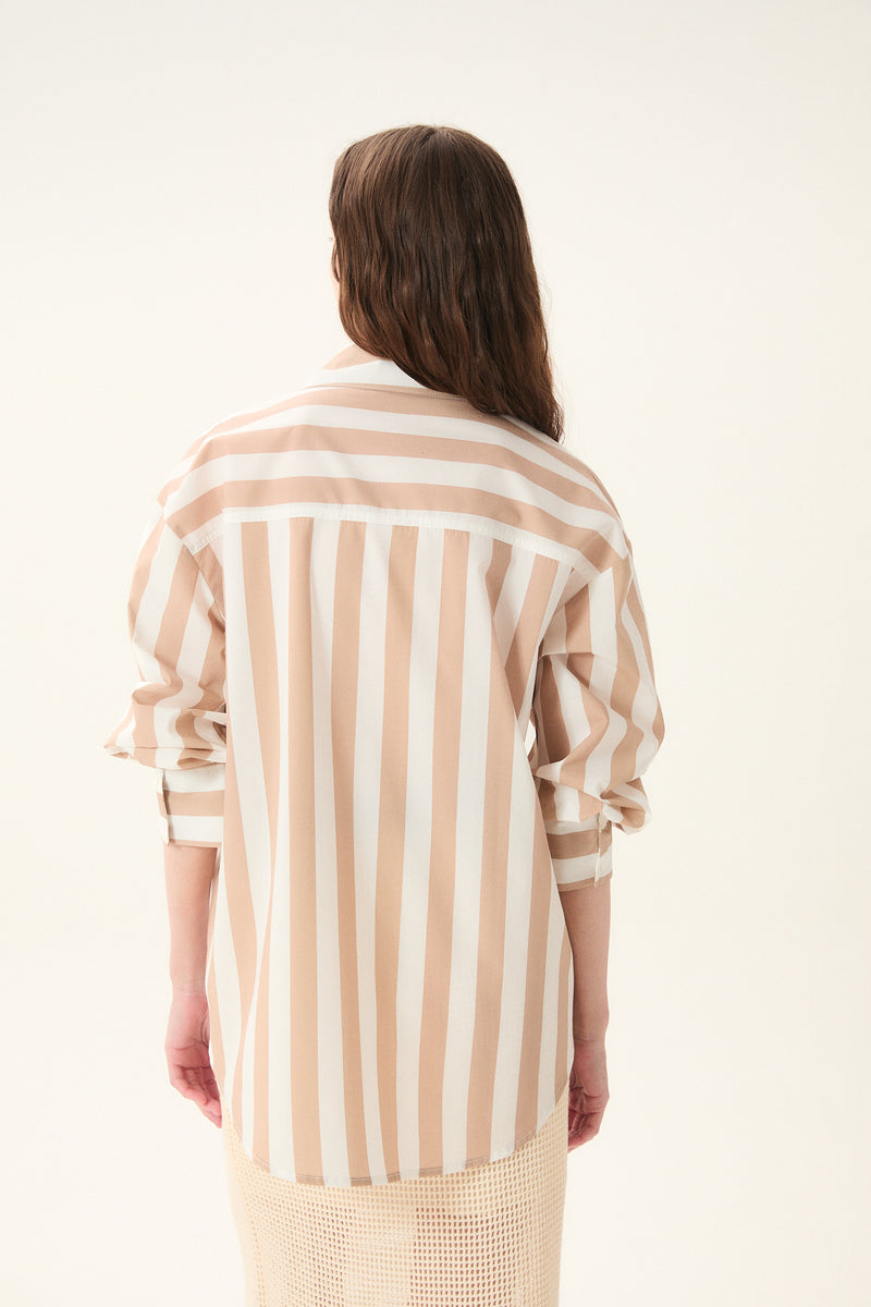 Dèluc | Chemise Rayée 'Vicenzo' | Beige