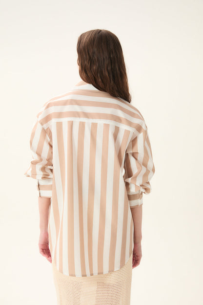 Dèluc | Chemise Rayée 'Vicenzo' | Beige