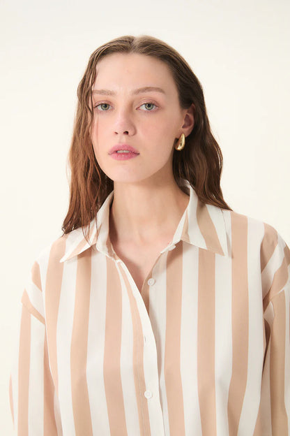 Dèluc | Chemise Rayée 'Vicenzo' | Beige