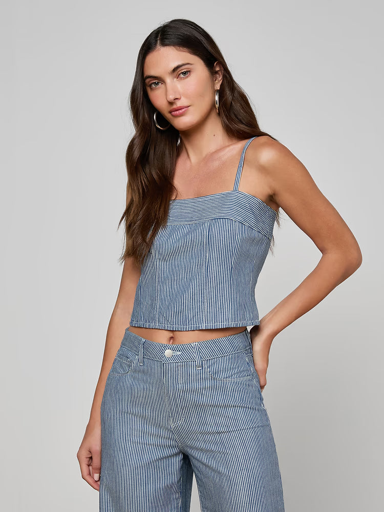 L'AGENCE| Haut corset structuré 'Arlin' | Bleu et blanc rayé