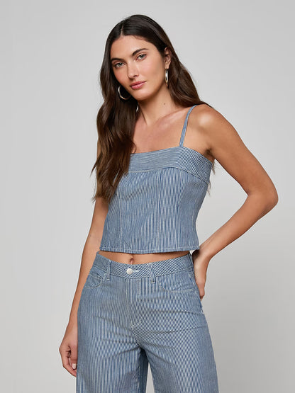 L'AGENCE| Haut corset structuré 'Arlin' | Bleu et blanc rayé