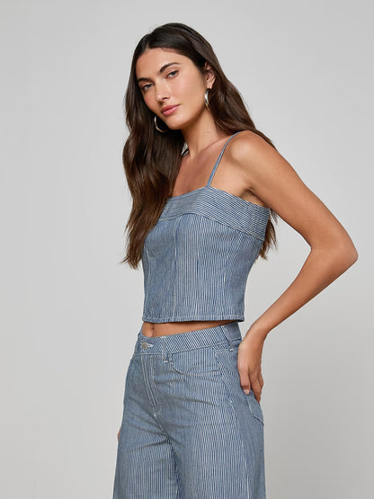 L'AGENCE| Haut corset structuré 'Arlin' | Bleu et blanc rayé