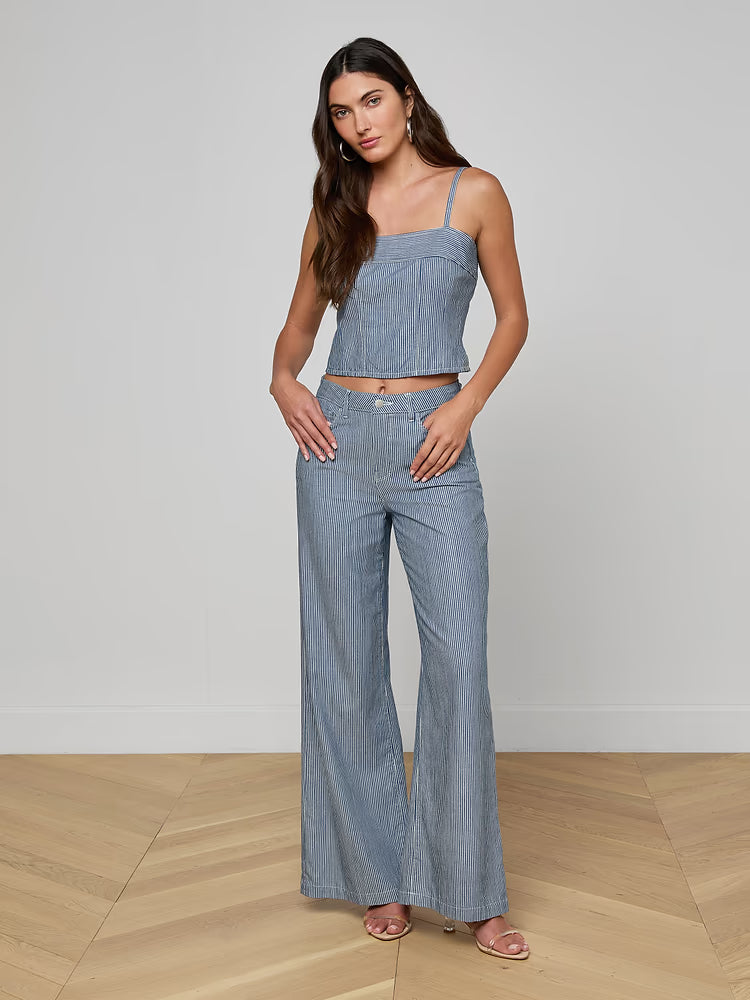 L'AGENCE| Haut corset structuré 'Arlin' | Bleu et blanc rayé