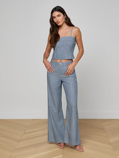 L'AGENCE| Haut corset structuré 'Arlin' | Bleu et blanc rayé