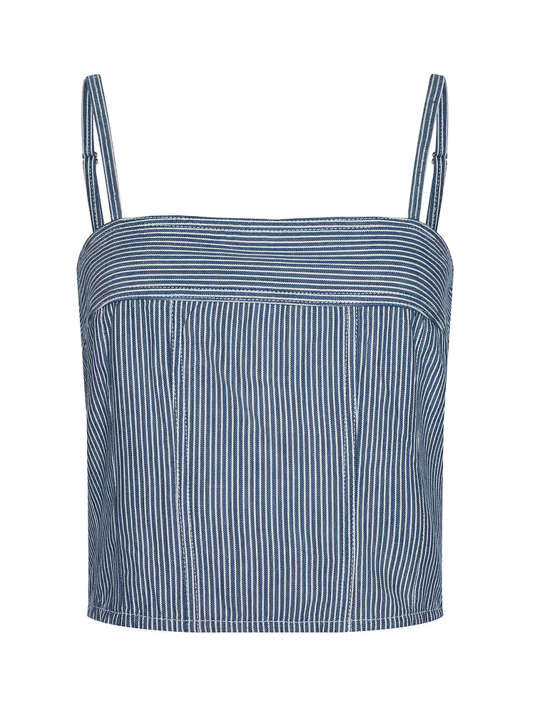 L'AGENCE| Haut corset structuré 'Arlin' | Bleu et blanc rayé