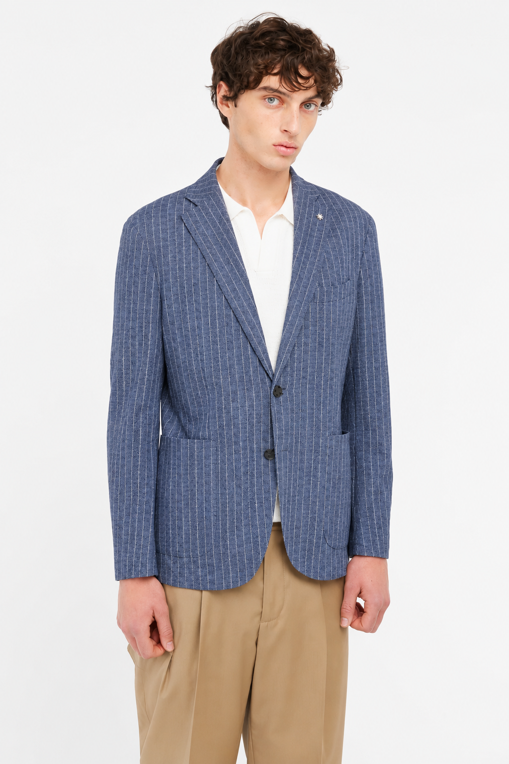 Manuel Ritz | Veste rayée Nuvola en jersey de coton mélangé - Bleu