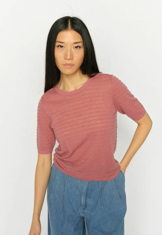 MOS MOSH | T-shirt en tricot "BOUCH DOTY" - Dusty rose