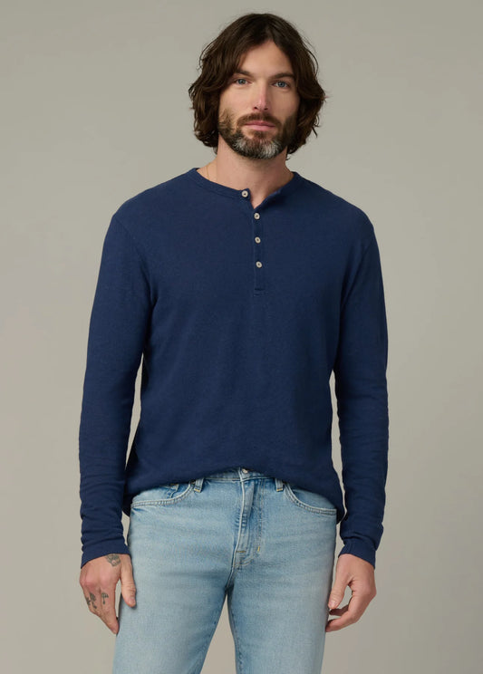 JOE's | Haut Henley à manches longues en lin et coton  - Marine