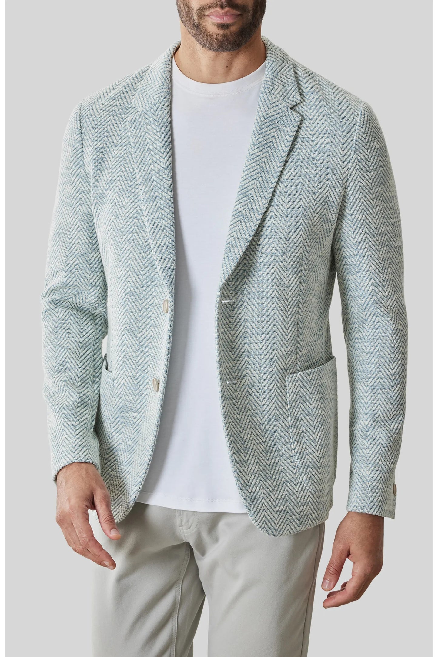 Robert Barakett | Blazer Jett en maille à chevrons - Bleu sarcelle clair