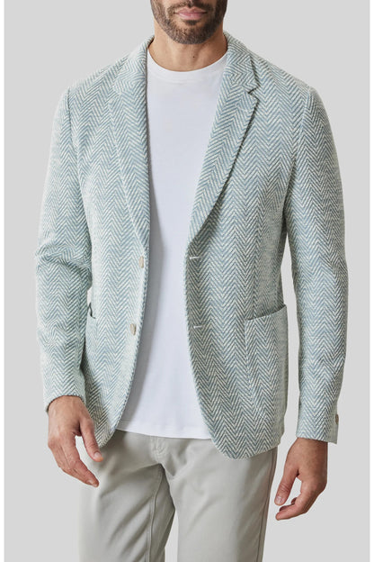 Robert Barakett | Blazer Jett en maille à chevrons - Bleu sarcelle clair