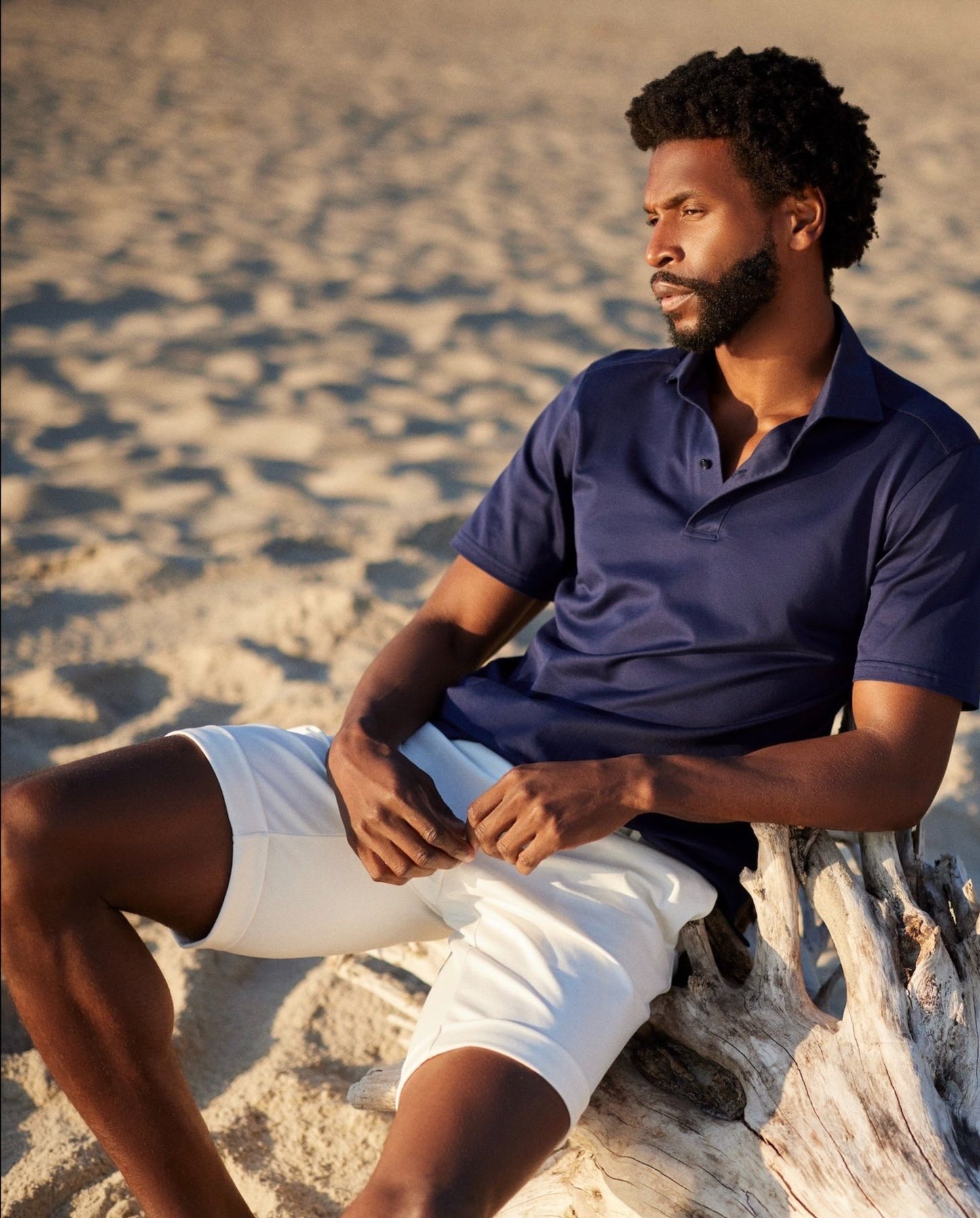 EMANUEL BERG |  Le polo en maille jacquard texturée - marine