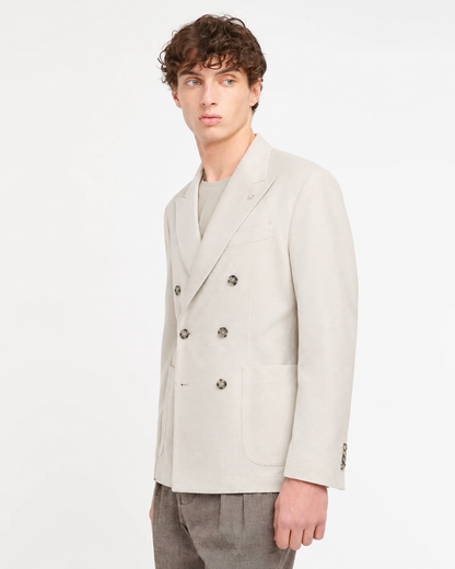 Manuel Ritz | Veste croisée en jersey de coton piqué - Beige