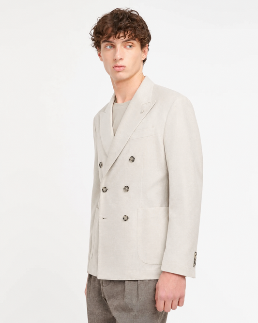 Manuel Ritz | Veste croisée en jersey de coton piqué - Beige
