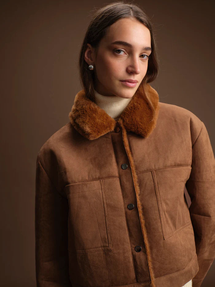 Deluc | Manteau en faux daim "Mathew"-Almond