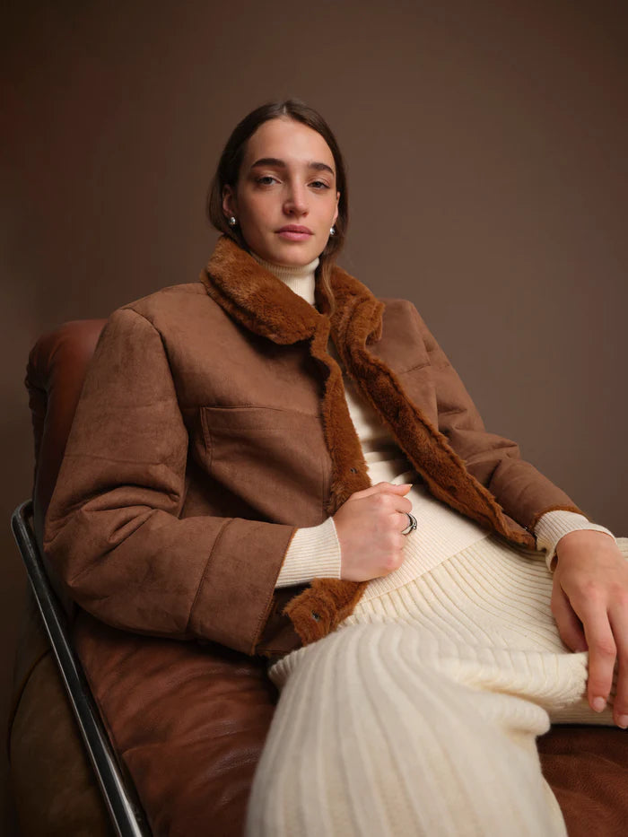 Deluc | Manteau en faux daim "Mathew"-Almond