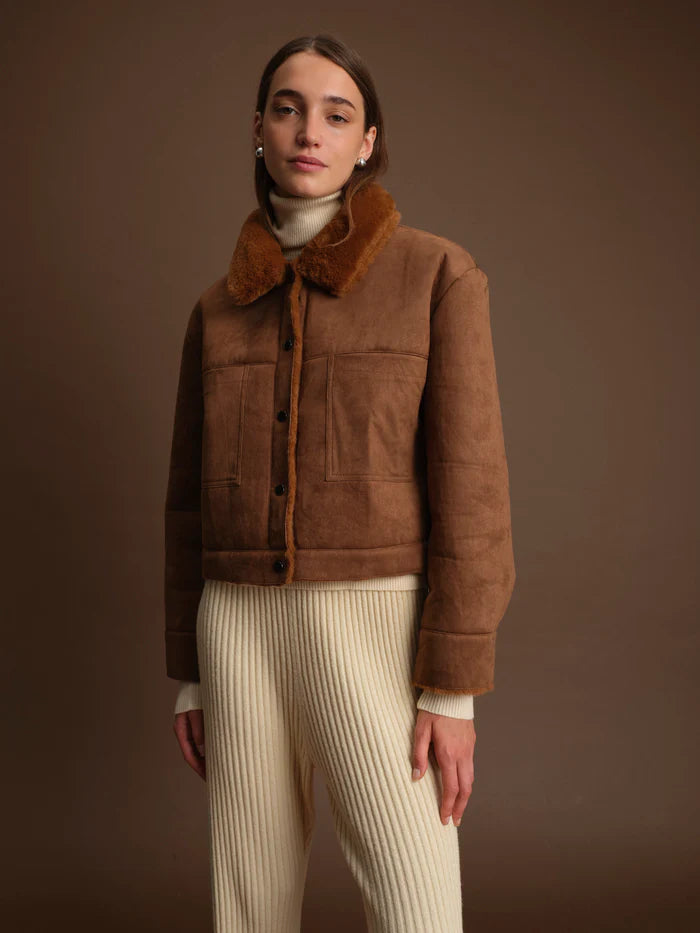 Deluc | Manteau en faux daim "Mathew"-Almond