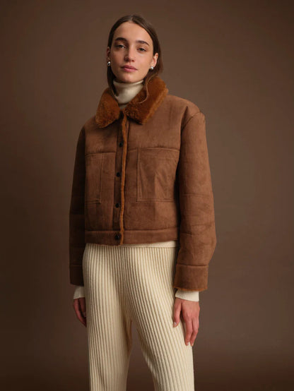 Deluc | Manteau en faux daim "Mathew"-Almond