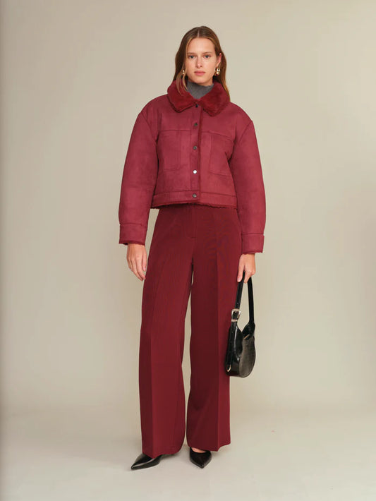 Deluc | Manteau en faux daim "Mathew"-Bordeaux