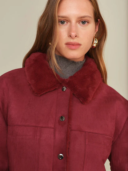 Deluc | Manteau en faux daim "Mathew"-Bordeaux