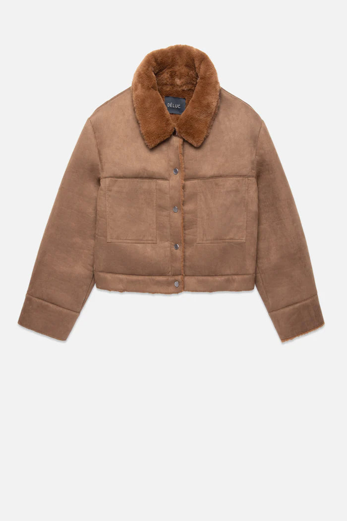 Deluc | Manteau en faux daim "Mathew"-Almond