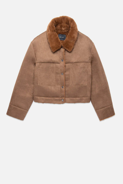 Deluc | Manteau en faux daim "Mathew"-Almond