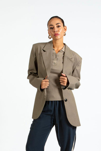 Coster Copenhagen |Blazer à carreaux oversize - Marron à carreaux