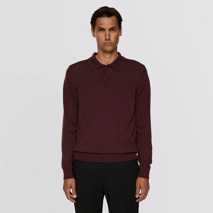 J.LINDEBERG | Polo ''Kai'' en laine mérinos - Bordeaux Huckleberry