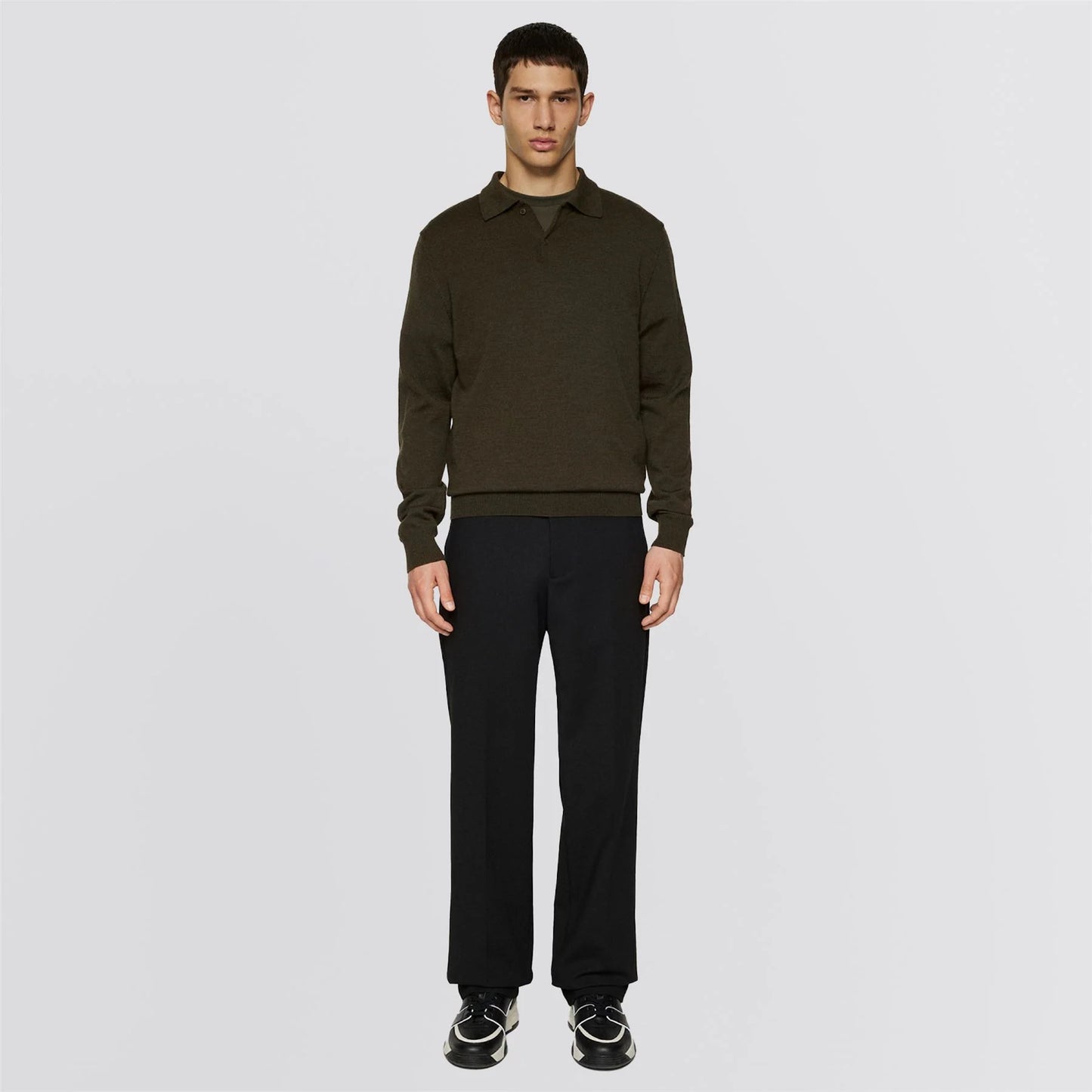 J.LINDEBERG | Polo ''Kai'' en laine mérinos - Vert forêt